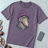 Shoebill Stork in a Beanie T-Shirt - Grape unfolded t-shirt mockup