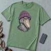 Shoebill Stork in a Beanie T-Shirt - Light Green unfolded t-shirt mockup