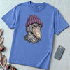 Shoebill Stork in a Beanie T-Shirt - Mystic Blue unfolded t-shirt mockup