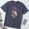 Shoebill Stork in a Beanie T-Shirt - Navy unfolded t-shirt mockup