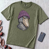 Shoebill Stork in a Beanie T-Shirt - Sage unfolded t-shirt mockup
