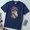 Shoebill Stork in a Beanie T-Shirt - True Navy unfolded t-shirt mockup