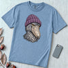 Shoebill Stork in a Beanie T-Shirt - Washed Denim unfolded t-shirt mockup