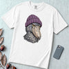 Shoebill Stork in a Beanie T-Shirt - White unfolded t-shirt mockup