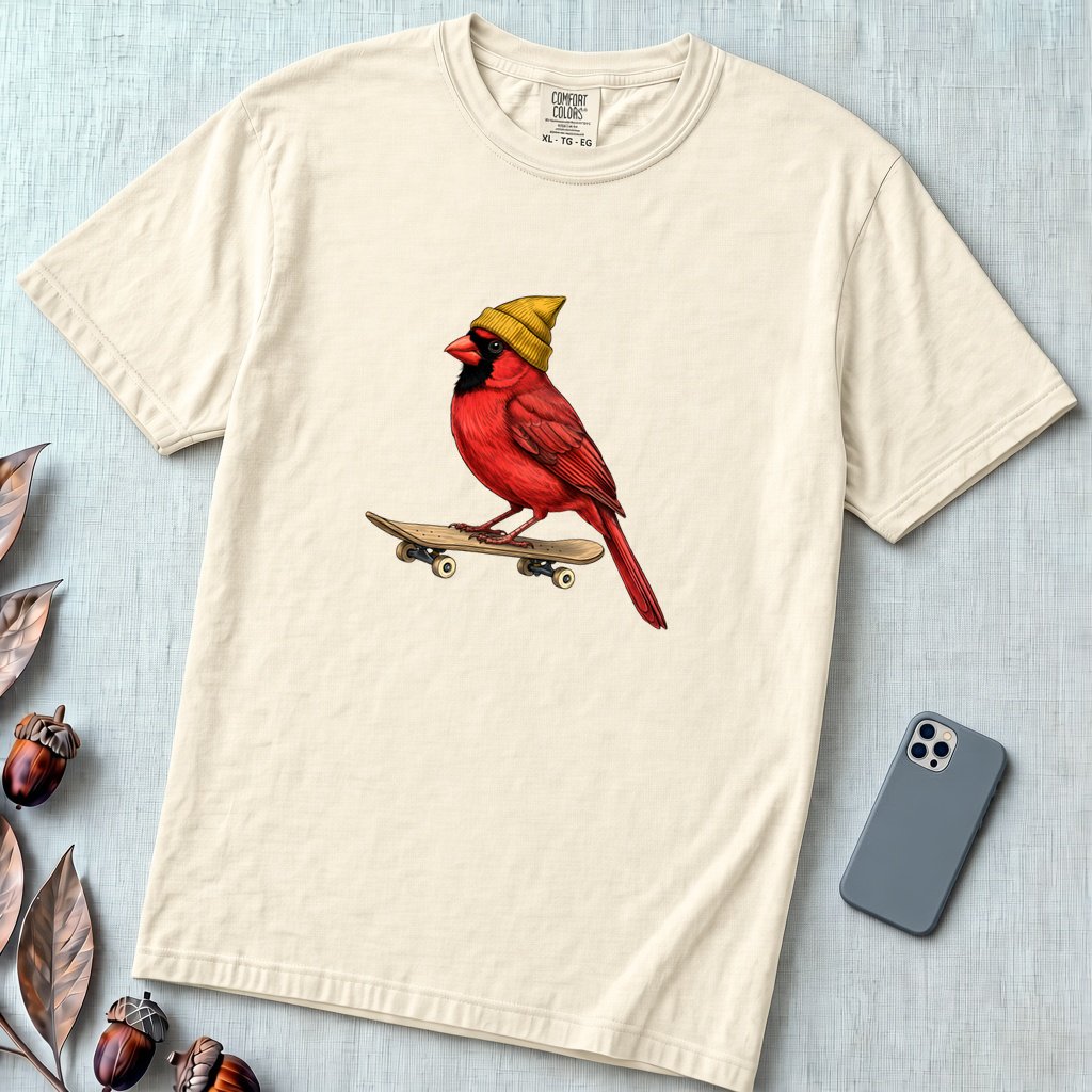 Skateboarding Cardinal T-Shirt - Ivory unfolded t-shirt mockup
