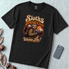 Sloths Hiking Club T-Shirt - Black unfolded t-shirt mockup