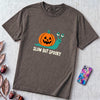 Slow But Spooky Halloween Snail T-Shirt - Graphite unfolded t-shirt mockup