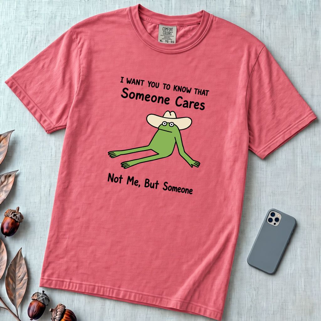 Someone Cares - Not Me, But Someone, funny frog T-Shirt - Watermelon unfolded t-shirt mockup