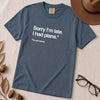 Sorry I’m Late T-Shirt for Introverts - Midnight unfolded t-shirt mockup