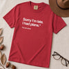 Sorry I’m Late T-Shirt for Introverts - Red unfolded t-shirt mockup