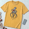 Spotted Octopus Rubik's Cube T-Shirt - Mustard unfolded t-shirt mockup