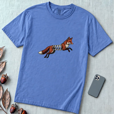 Spring-Loaded Fox Graphic Tee, Slinky Fox - Mystic Blue unfolded t-shirt mockup