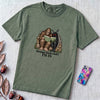Strange Book Club? I’m In,  Funny Cryptid T-Shirt, Bigfoot and Mothman are reading - Blue Spruce unfolded t-shirt mockup