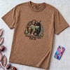 Strange Book Club? I’m In,  Funny Cryptid T-Shirt, Bigfoot and Mothman are reading - Espresso unfolded t-shirt mockup