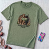 Strange Book Club? I’m In,  Funny Cryptid T-Shirt, Bigfoot and Mothman are reading - Light Green unfolded t-shirt mockup