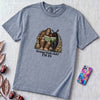 Strange Book Club? I’m In,  Funny Cryptid T-Shirt, Bigfoot and Mothman are reading - Washed Denim unfolded t-shirt mockup