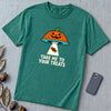 Take Me To Your Treats Halloween T-Shirt - Emerald unfolded t-shirt mockup