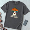 Take Me To Your Treats Halloween T-Shirt - Graphite unfolded t-shirt mockup