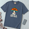 Take Me To Your Treats Halloween T-Shirt - Midnight unfolded t-shirt mockup