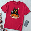 Thanksgiving Turkey Thief Cat T-Shirt - Red unfolded t-shirt mockup