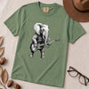 "The Heavy Rhythm" Elephant Bassist Graphic T-shirt - Light Green unfolded t-shirt mockup