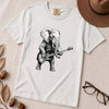 "The Heavy Rhythm" Elephant Bassist Graphic T-shirt - White unfolded t-shirt mockup