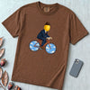 The Surreal Commute, Rene Magritte-Inspired Cycling T-shirt - Espresso unfolded t-shirt mockup