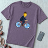 The Surreal Commute, Rene Magritte-Inspired Cycling T-shirt - Grape unfolded t-shirt mockup