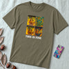"This Is Fine, Everything Is Fine" I'm Fine Meme T-Shirt - Dog on Fire Graphic Tee - Army unfolded t-shirt mockup