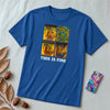 "This Is Fine, Everything Is Fine" I'm Fine Meme T-Shirt - Dog on Fire Graphic Tee - True Royal unfolded t-shirt mockup