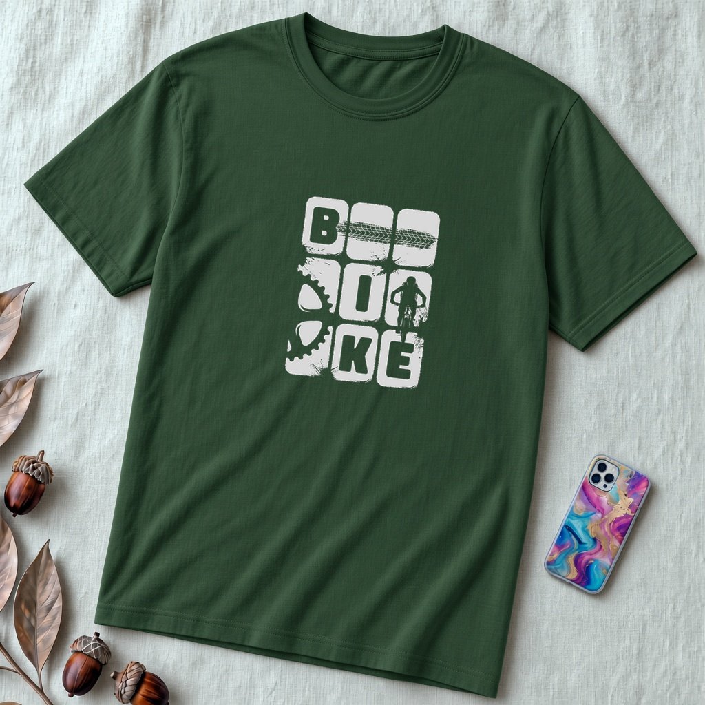 Unisex Cyclist Tee – Bike T-Shirt for Mountain Biking & Road Cycling Enthusiasts - Forest unfolded t-shirt mockup