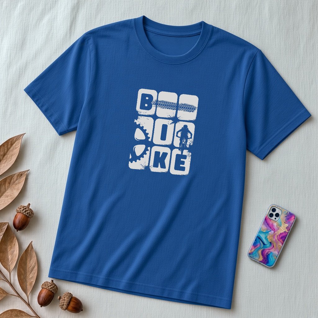 Unisex Cyclist Tee – Bike T-Shirt for Mountain Biking & Road Cycling Enthusiasts - True Royal unfolded t-shirt mockup