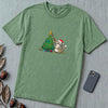 Unisex garment-dyed heavyweight Comfort Colors t-shirt - Grumpy Christmas Cat T-Shirt, Funny Cat Shirt, Xmas Tee for Sarcastic Cat Lover Gift - Light Green unfolded t-shirt mockup
