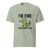 Funny Crocodile "I'm Fine Everything is Fine" T-Shirt, Burnout Humor Shirt