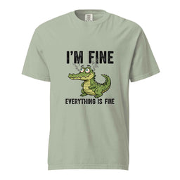 Bay green Funny crocodile I'm fine everything is fine burnout humor graphic tee - funny crocodile im fine burnout shirt