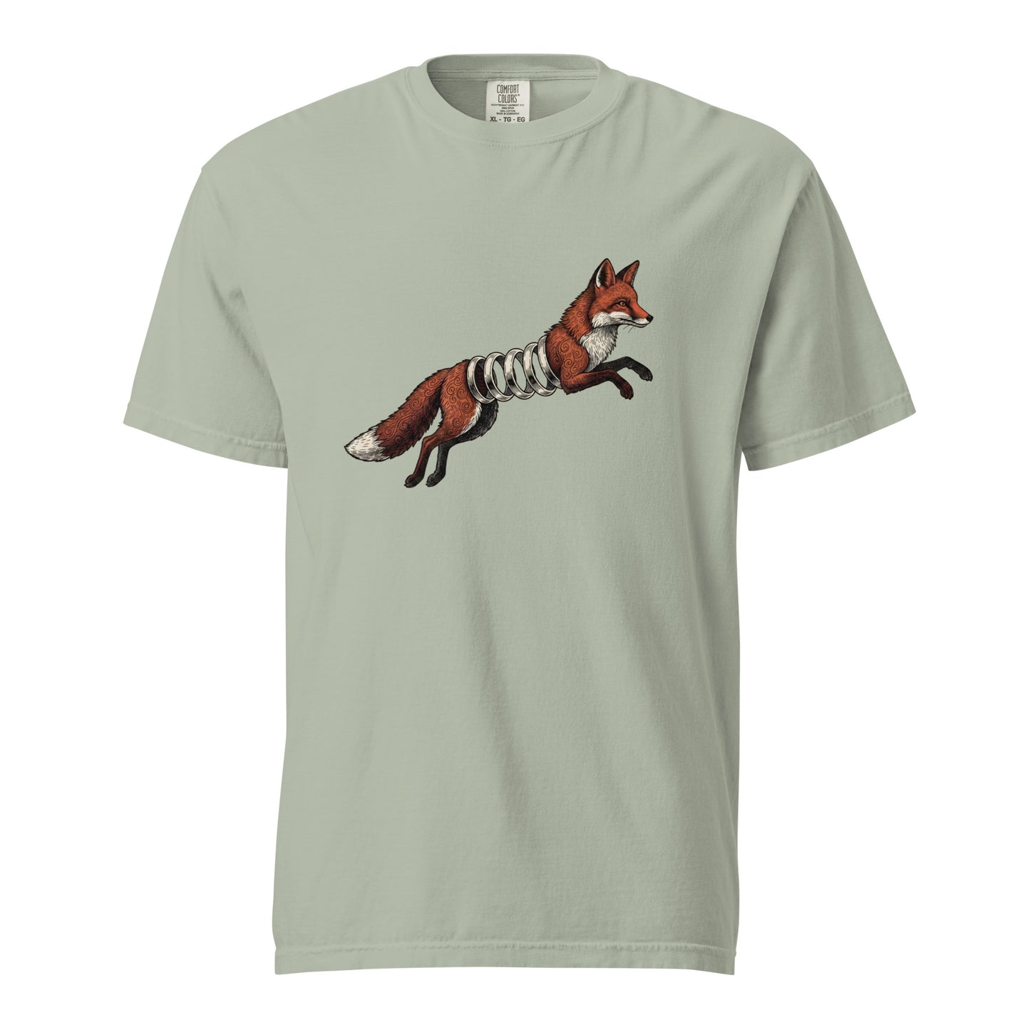 Bay green Spring-Loaded Slinky Fox graphic tee - retro fox toy spring vintage tee