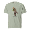 Light green t-shirt with a Spinosaurus mirabilis and a plush toy on a white background