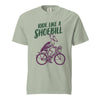 Bay green Ride Like a Shoebill graphic t-shirt - funny shoebill stork bird art tee