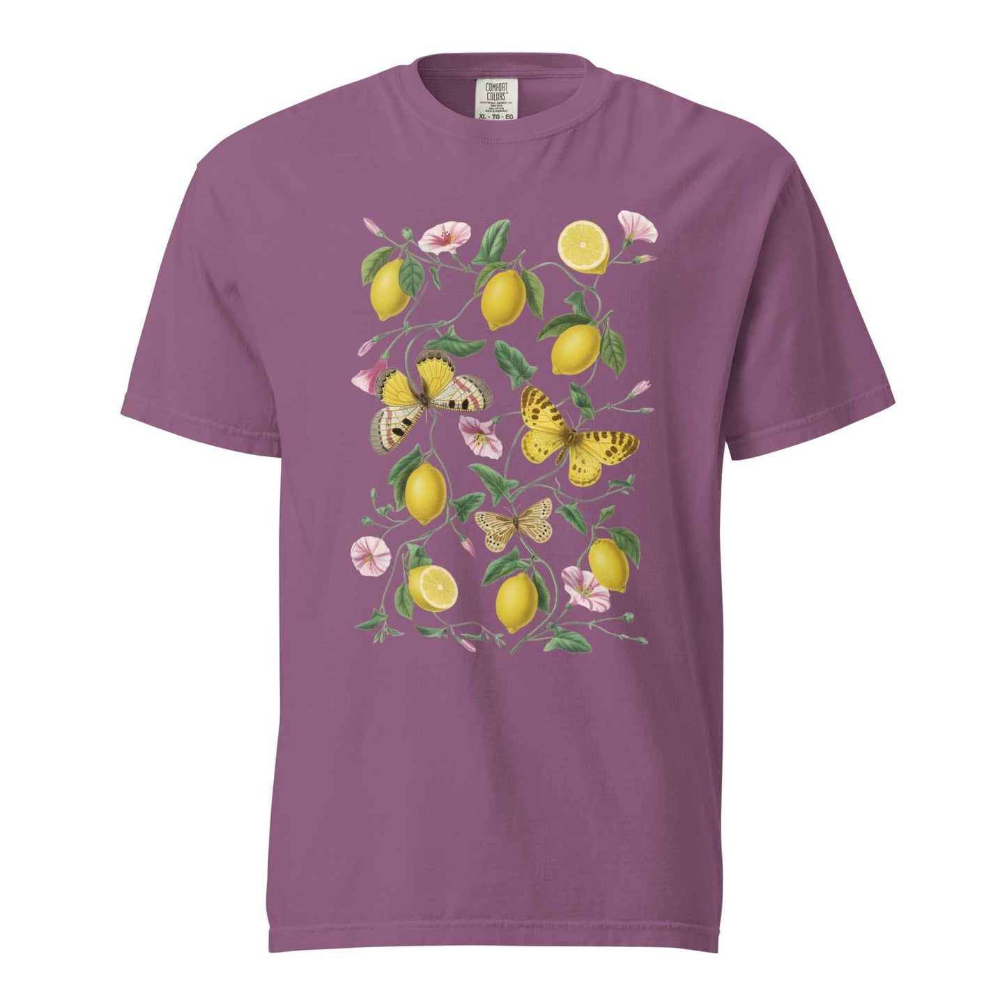 Botanical Lemon T-Shirt - Vintage Lemon and Butterfly Illustration Berry