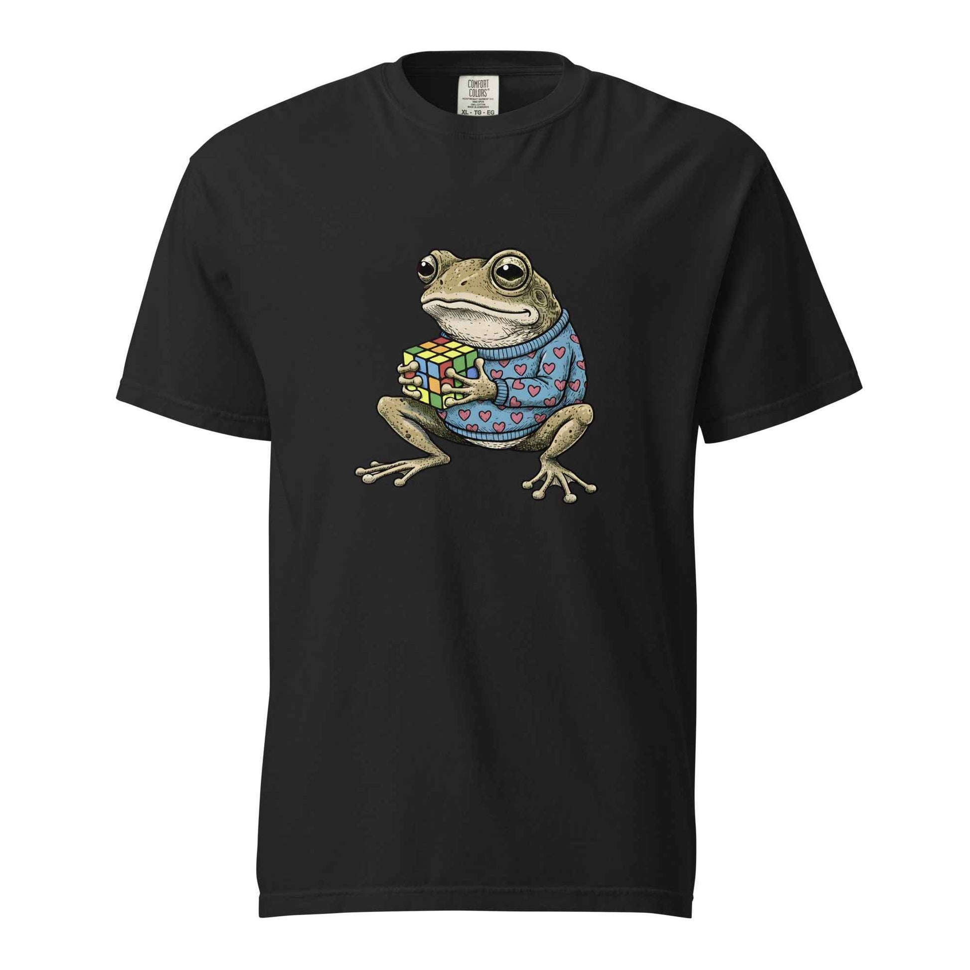 Funny Frog Rubik’s Cube T-Shirt, Retro Toad in Heart Sweater