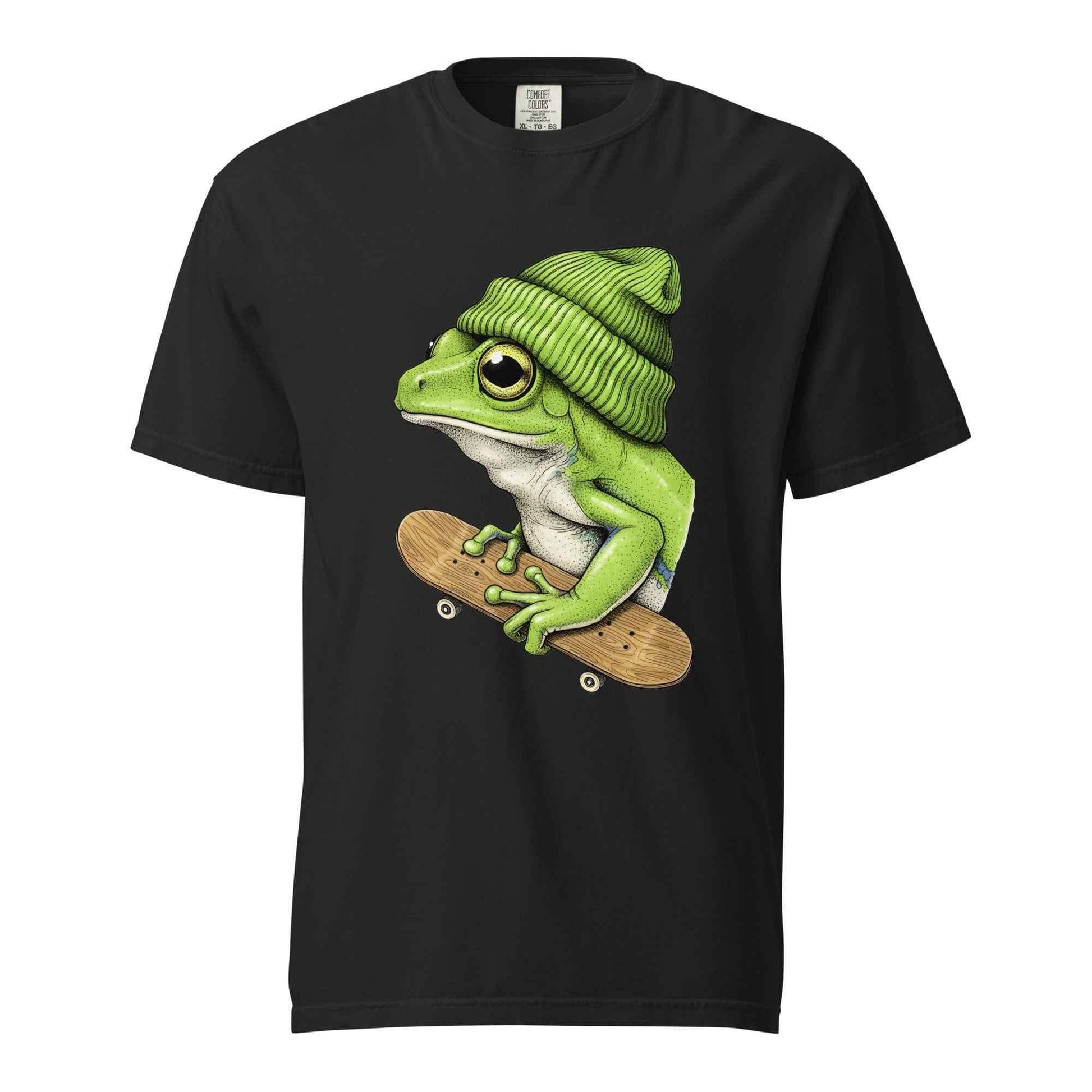 Skateboarding Frog T-Shirt - Funny Frog Skater Graphic Tee Black