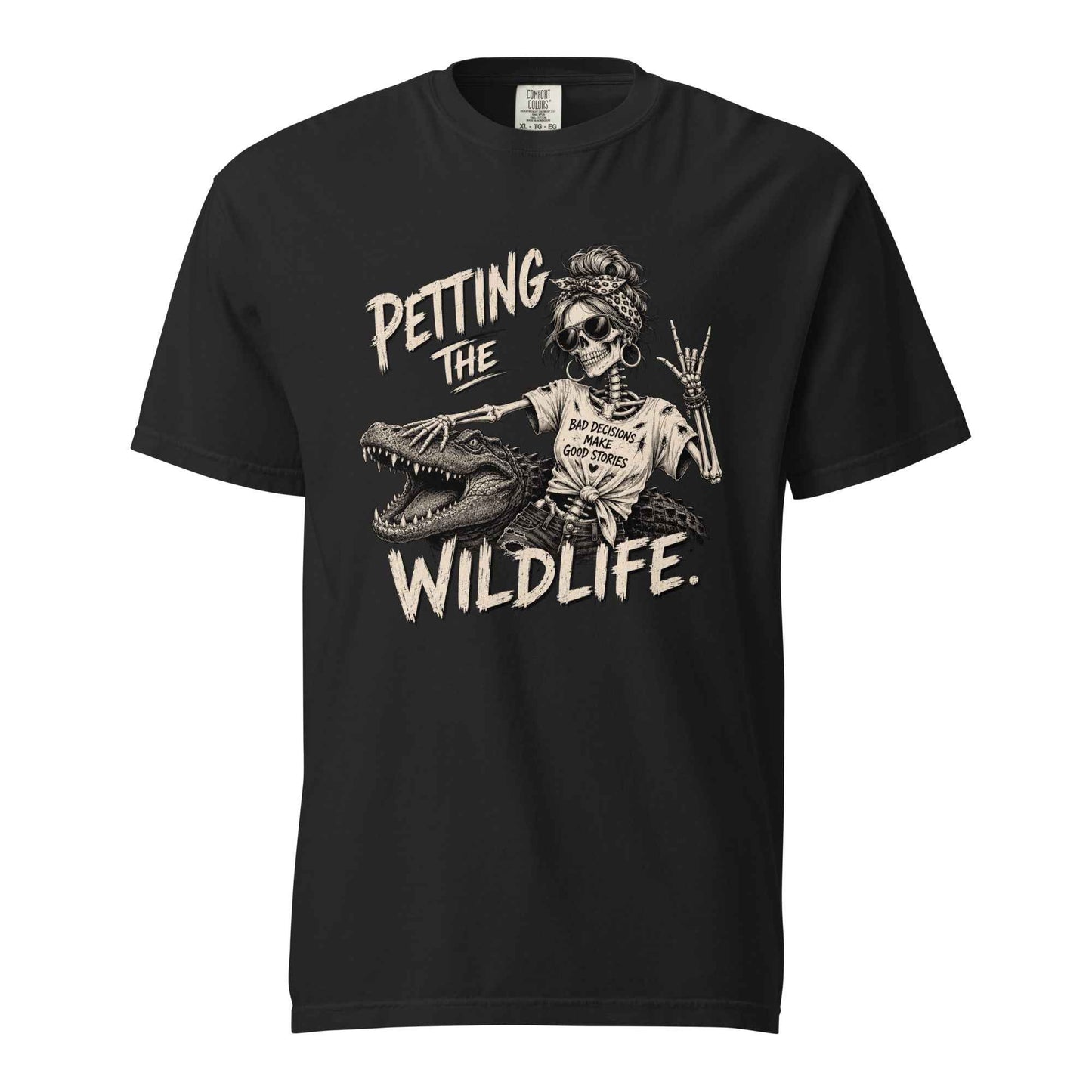 Petting the Wildlife Funny Skeleton Graphic T-shirt