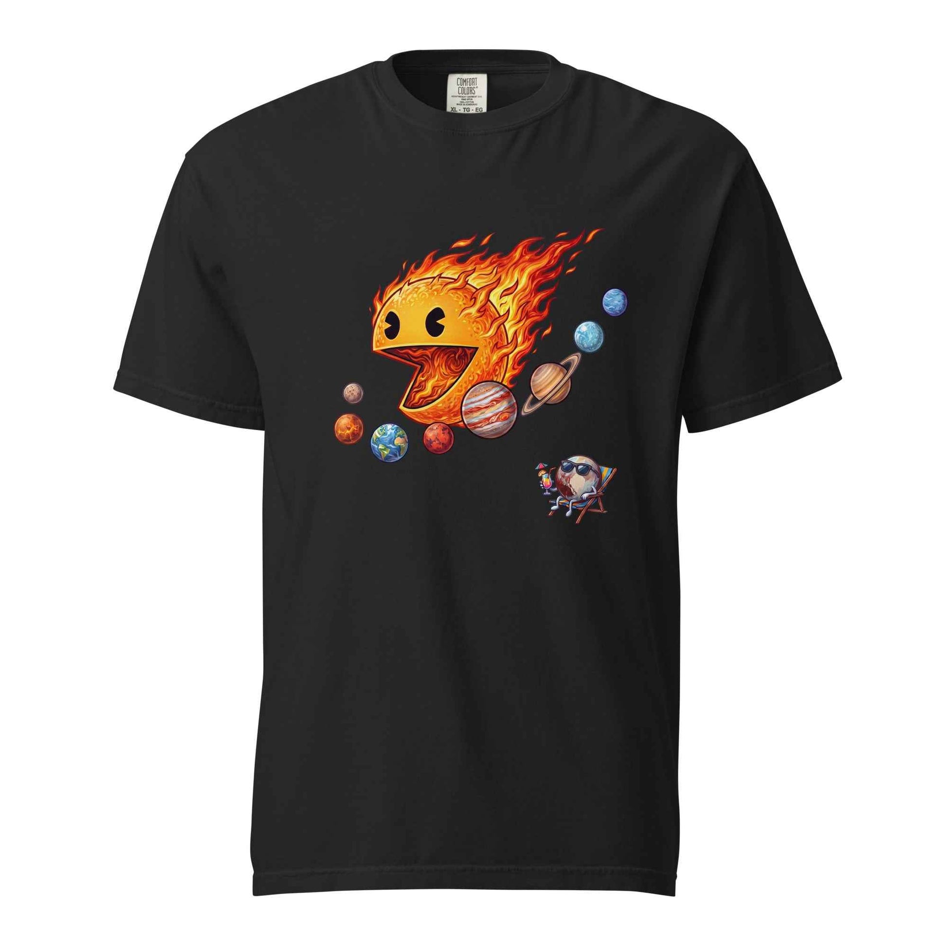 Justice for Pluto T-Shirt – Funny Sun Pac-Man Eating Planets Space Meme Tee