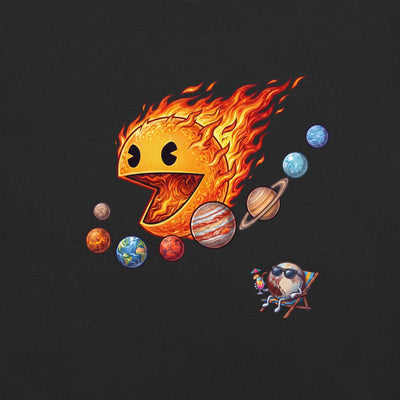 Justice for Pluto T-Shirt – Funny Sun Pac-Man Eating Planets Space Meme Tee