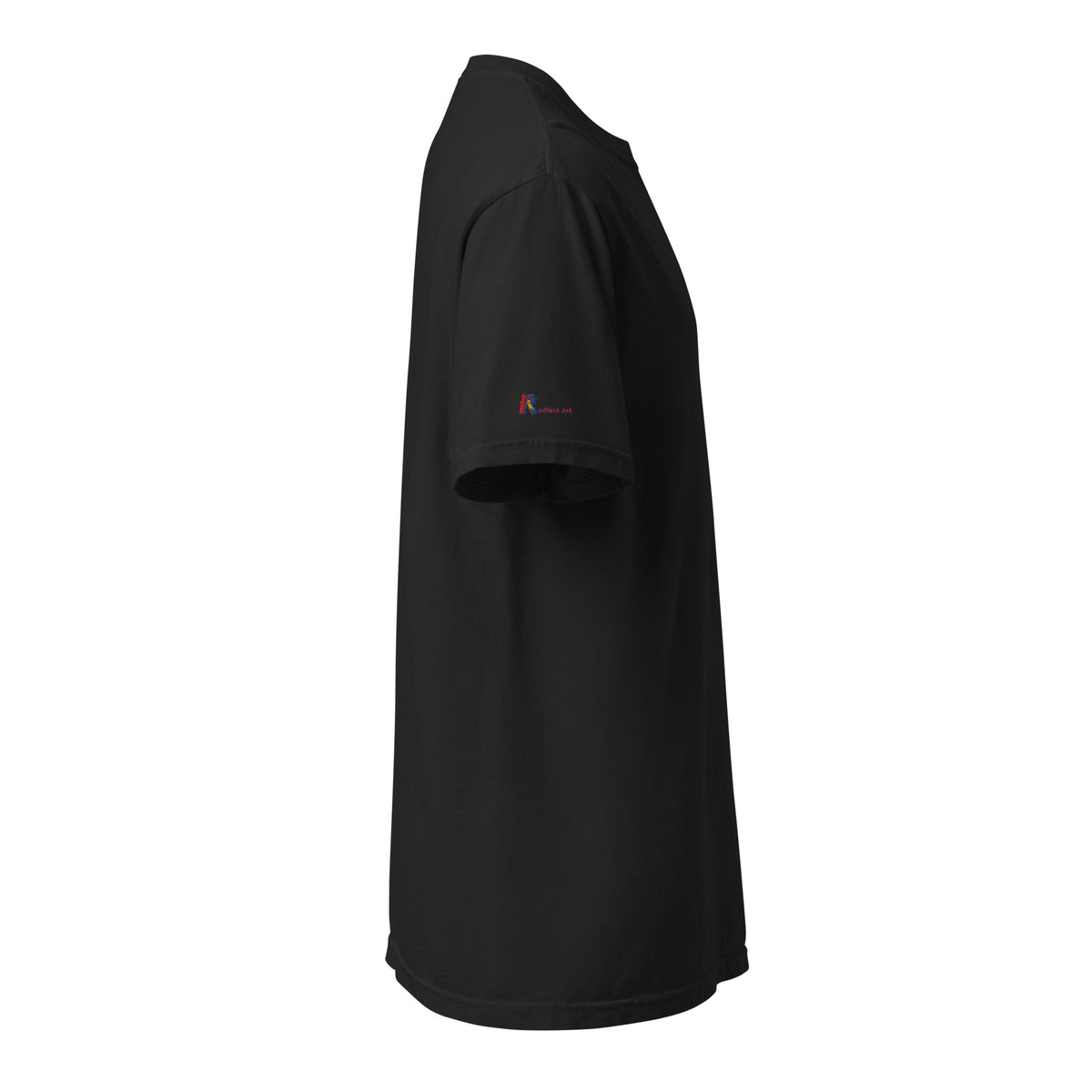 Black t-shirt on a white background