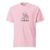 Pink Monkey Punch minimalist art tee with mother and baby macaque design - punch monkey meme shirt