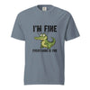 Funny Crocodile "I'm Fine Everything is Fine" T-Shirt, Burnout Humor Shirt