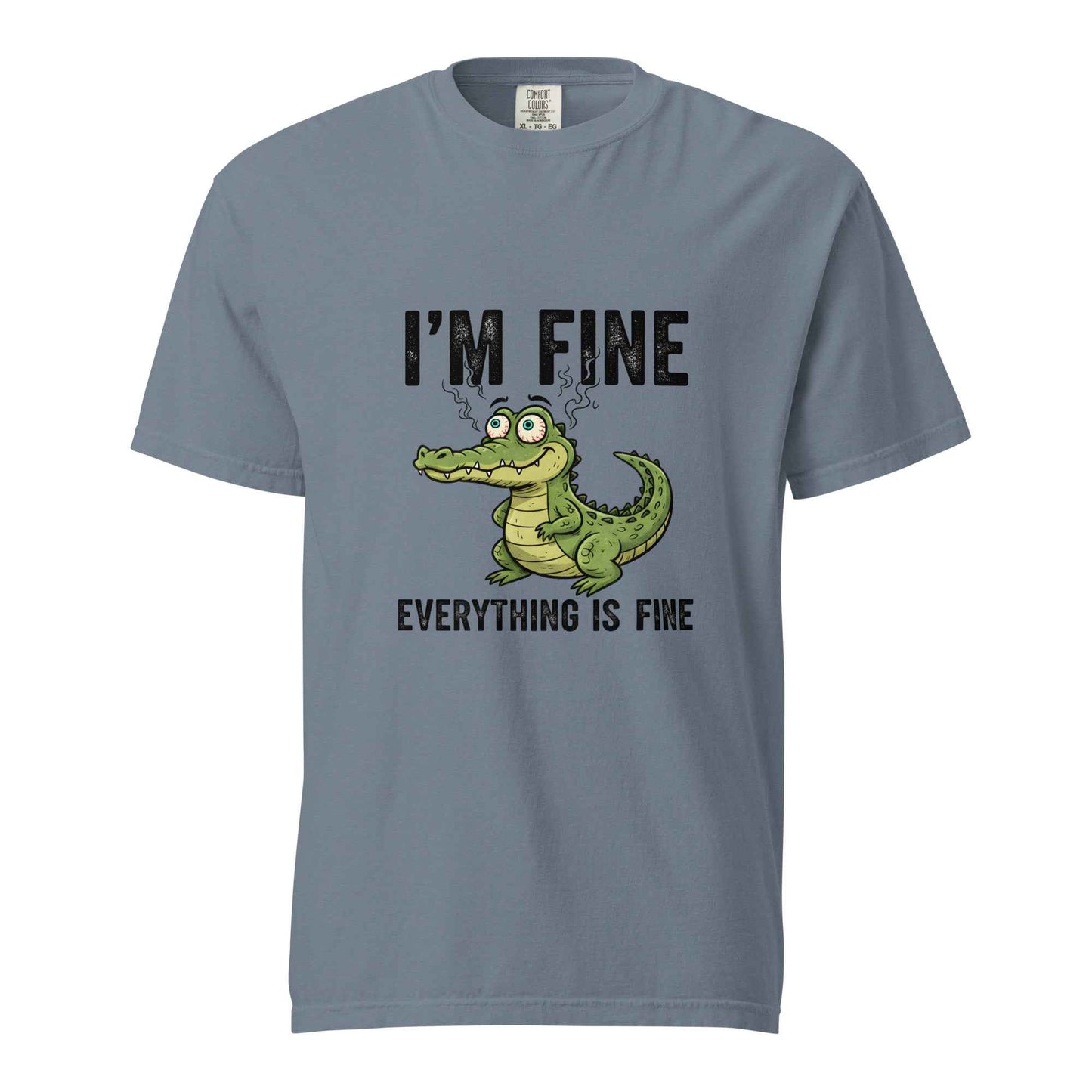Funny Crocodile "I'm Fine Everything is Fine" T-Shirt, Burnout Humor Shirt
