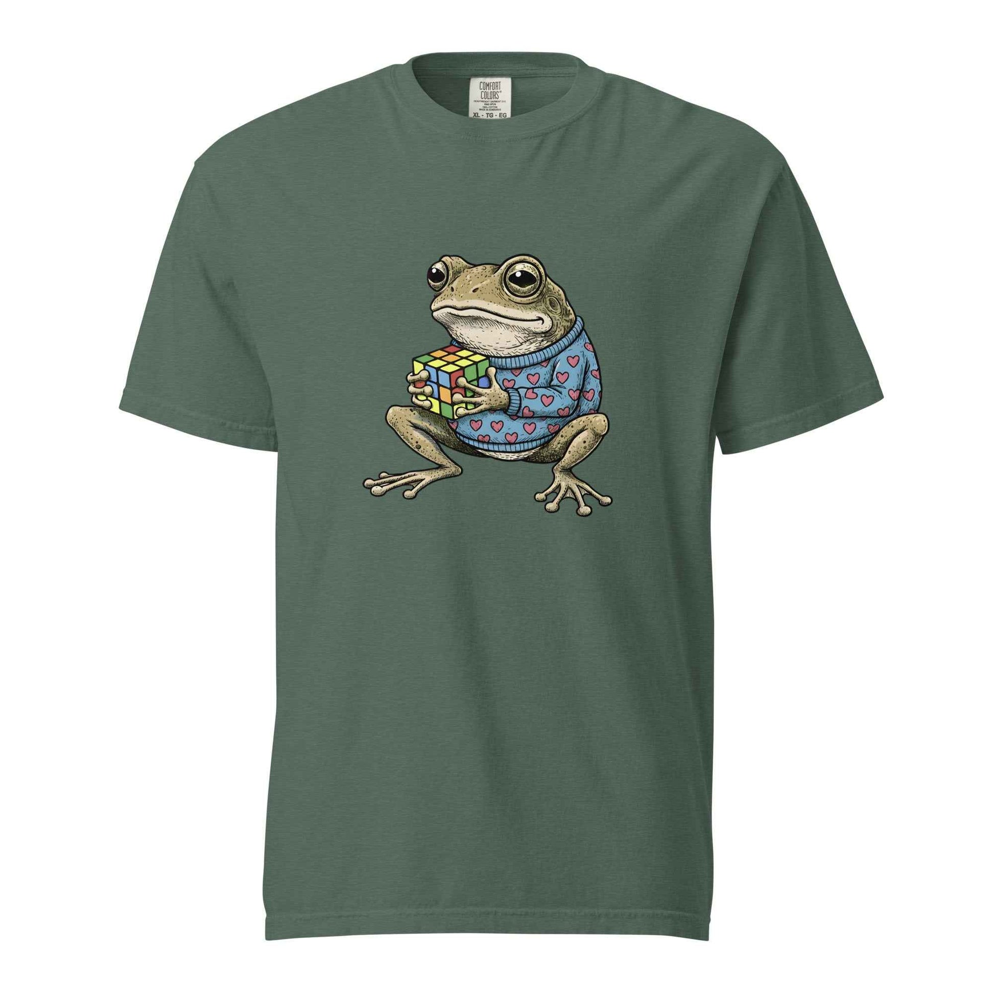 Funny Frog Rubik’s Cube T-Shirt, Retro Toad in Heart Sweater