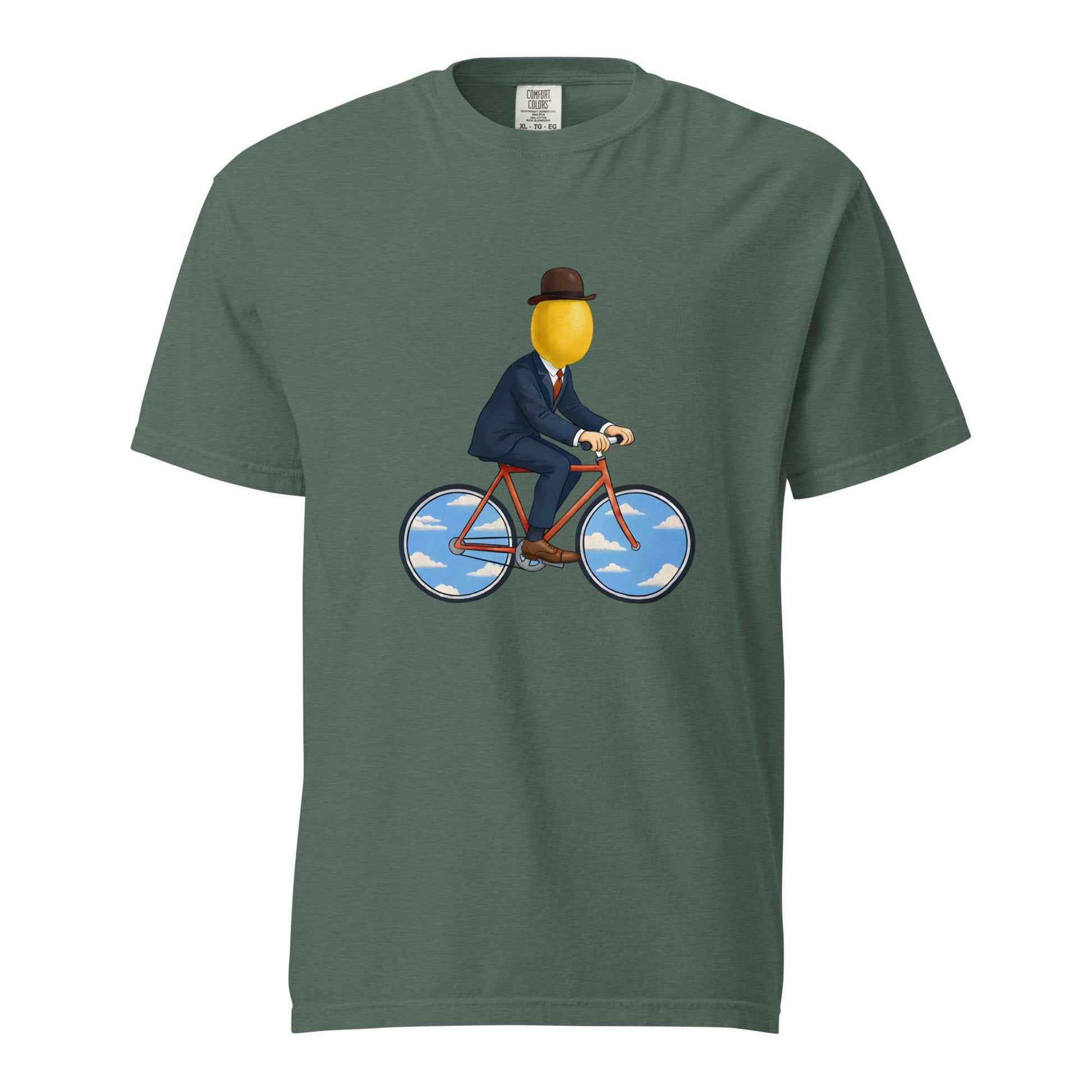 The Surreal Commute, Rene Magritte-Inspired Cycling T-shirt
